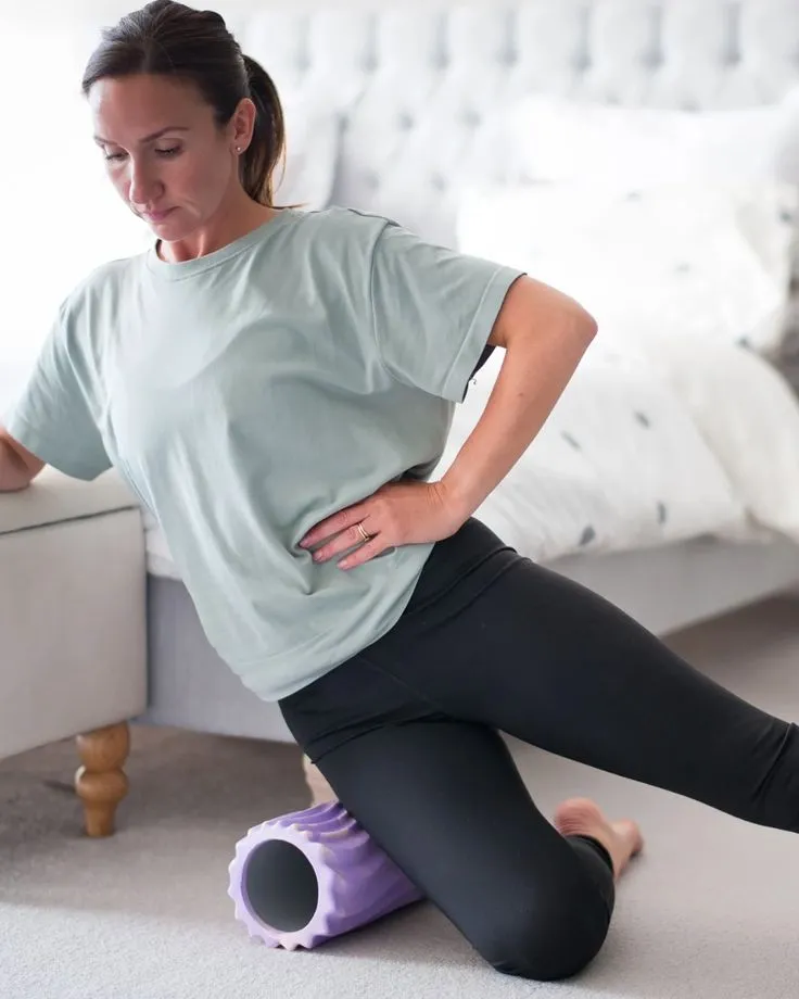 Comfortable stretching area with natural tones